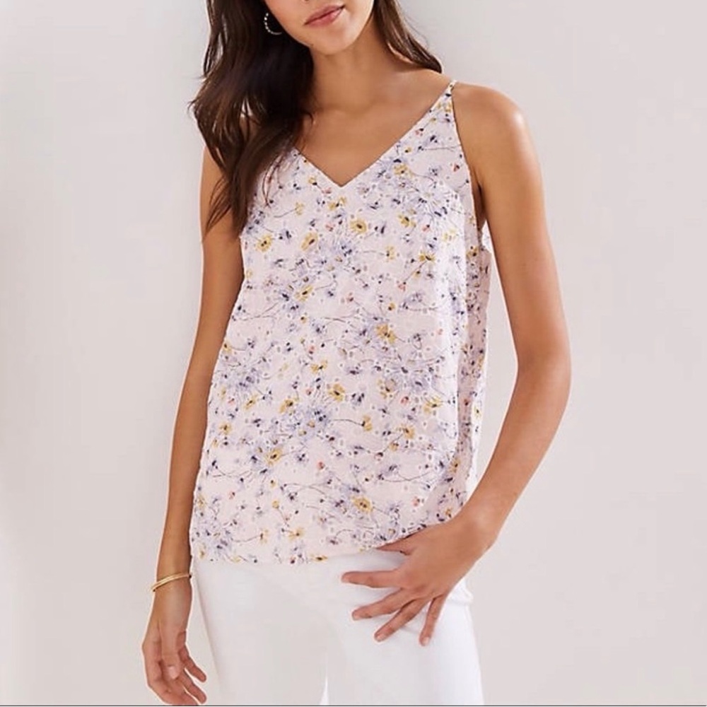NEW LOFT Eyelet Embroidered Floral Camisole Top Large Boho Cottagecore